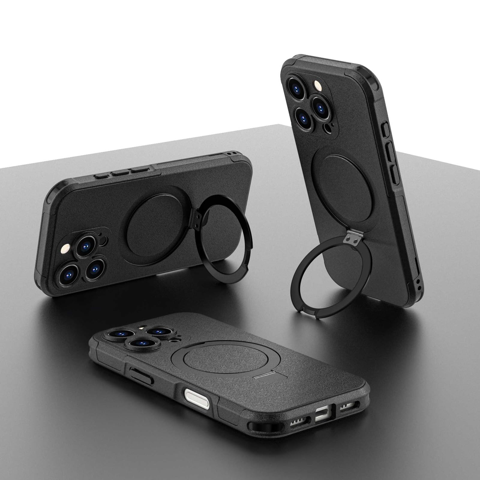 For iphone 16 Pro Case Invisible Stand [12FT Military Shockproof ] [TOP N56 Magnets] [20W Fast Charging] Truly Completely Flat &Double layer protection Case iphone 16 pro Cover 6.3" - Pstand Black