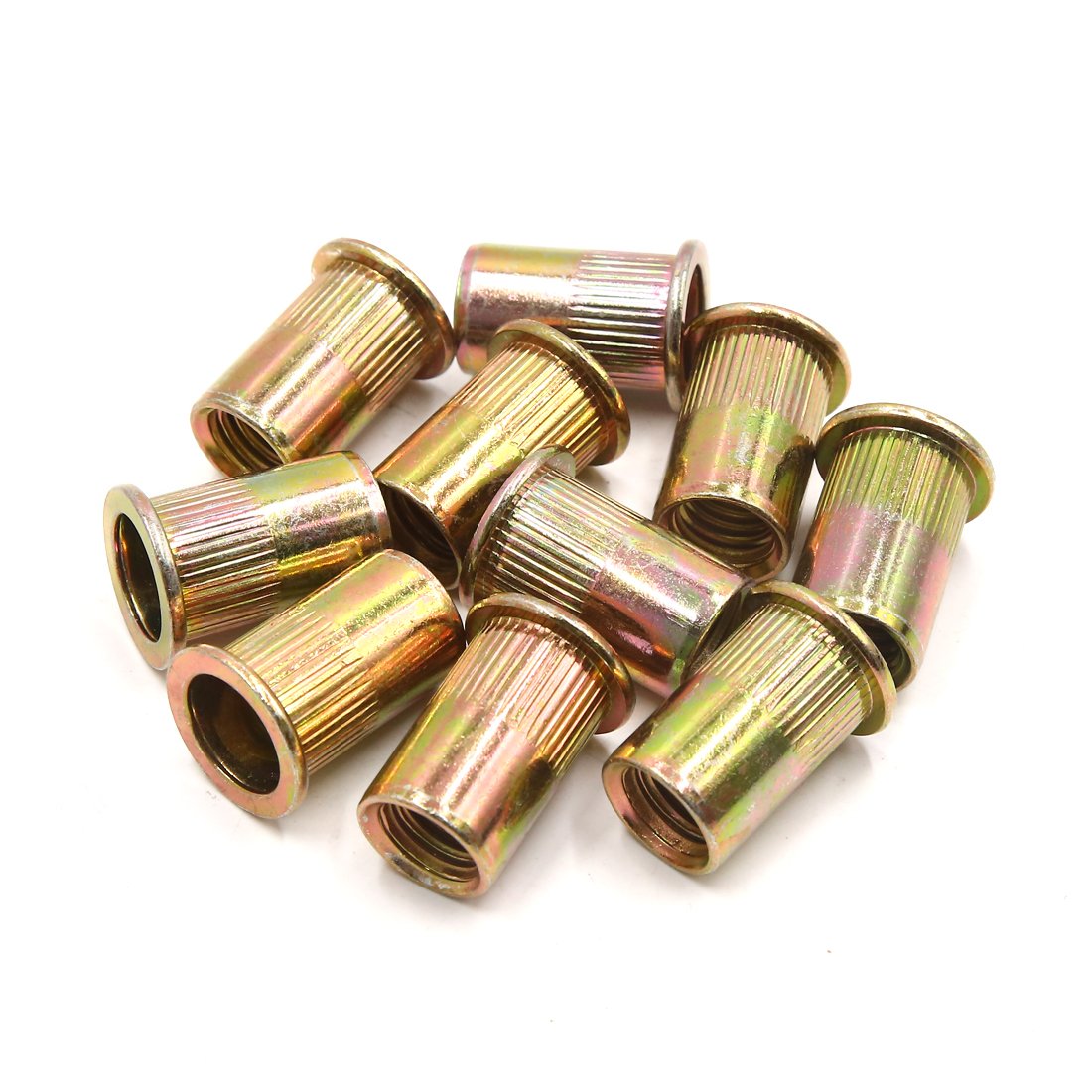 sourcingmap 10Pcs 1/2-13 UNC Car Flat Head Rivet Nut Insert Bronze Tone