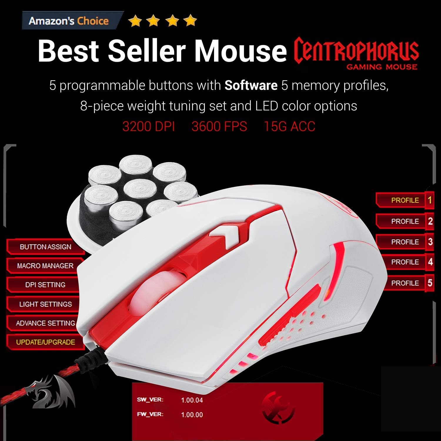 Redragon S101 Wired RGB Backlit Gaming Keyboard and Mouse, Gaming Mouse Pad, Gaming Headset Combo All in ONE PC Gamer Bundle for Windows PC – (White): Computers & Accessories