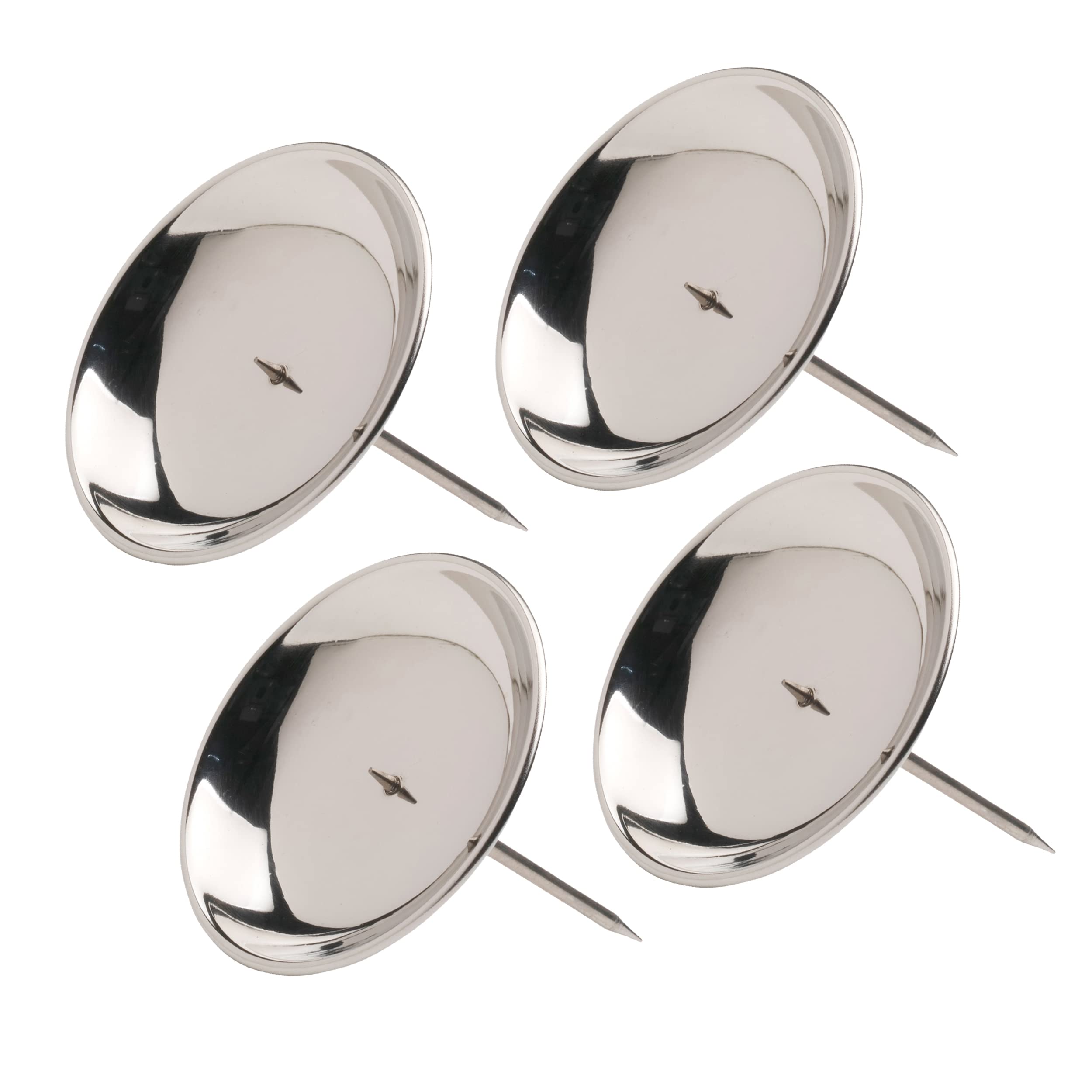 NKlaus 4 x Advent Wreath Candle Plates, Diameter 10 cm, Wreath Plates, Advent with Spike, Brass, Silver 10666