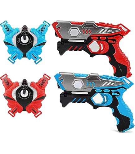 JOYENDER Pistolet Laser Game Enfant – Kit 2 Joueurs Avec Gilets, Laser Tag Intérieur/Extérieur Pour Garçons Et Filles Dès 3 Ans