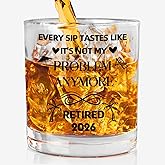 2026 Retirement Whiskey Glass, Funny Happy Retirement Gifts, Retired Old Fashioned Rocks Glasses, Party Decorations, Pairs Well With Whiskey Gifts for Men Women, 10oz