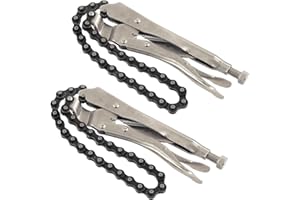 Glarks 2Pcs 9" Locking Chain Clamp With 20" Chain, Heavy-Duty Vise Wrench With Steel Jaw and Quick Release Trigger, Easy Lock