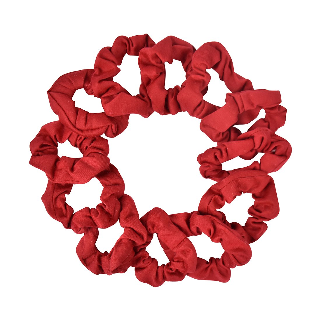 12 Pack Small Scrunchies Cotton Hair Scrunchy (Red)