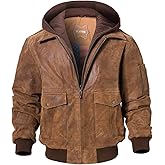 FLAVOR Men's Leather Flight Bomber Jacket Air Force Aviator