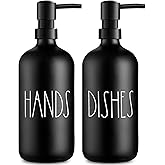 VIMERPA Hand and Dish Soap Dispenser Set, Matte Black Hands Dishes Soap Dispenser Set for Kitchen, 2 Pack Glass Soap Dispensers Set with Plastic Pump, 17 Fl Oz Refillable Liquid Soap Bottles