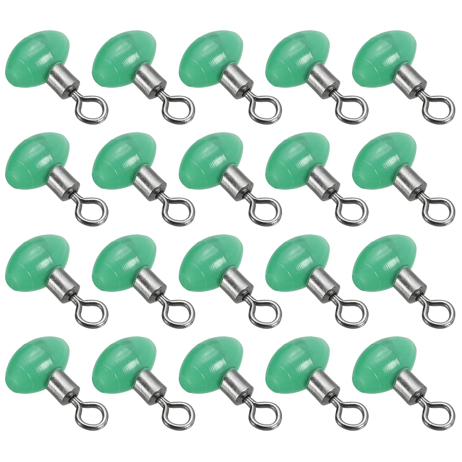 PATIKIL 0.7"x0.5" Cross-Line Fishing Swivels & Bead, 20Pcs Glow in The Dark T Shape Pulley Slide Rig Rolling Swivels Fishing Hooks Connector Terminal Tackle, Green