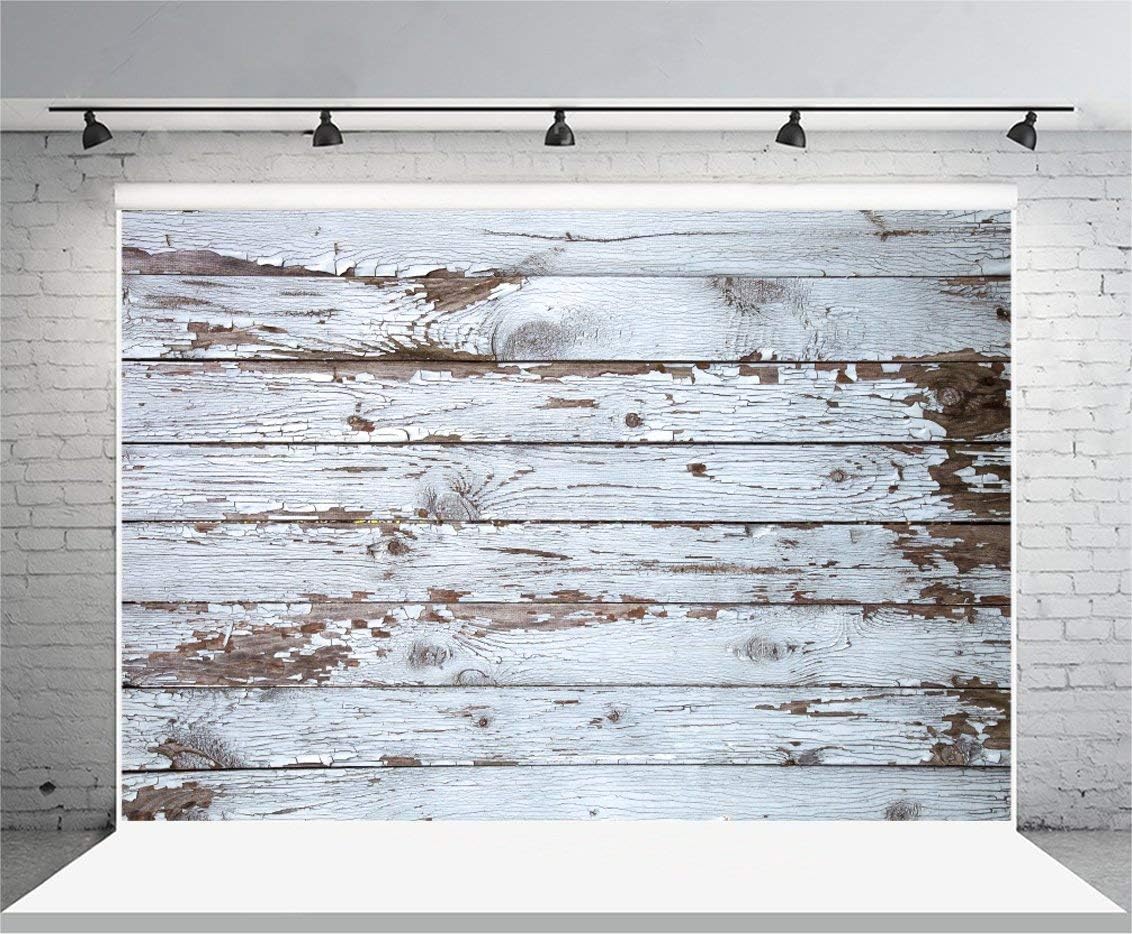 EdCott 10x6.5ft Vinyl Backdrop Shabby Wood Board Photography Background Striped Rustic Flaking Wooden Texture Natural Background Grunge Retro Photo Backdrop Food Product Photography Background