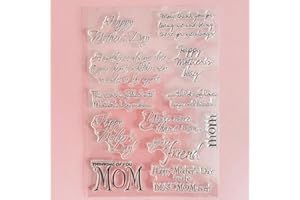 1Pcs 4.33 x 6.3 Inch English Word Happy Mother Day Transparent Silicone Clear Stamps for Card Making Scrapbooking Photo Album