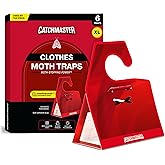 Catchmaster Clothing Moth Traps with Premium Extra Strength Odorless Pheromone Technology – Red, XL, Extra-Strength Glue – Traps & Targets Casemaking and Webbing Moths - 6-Pack