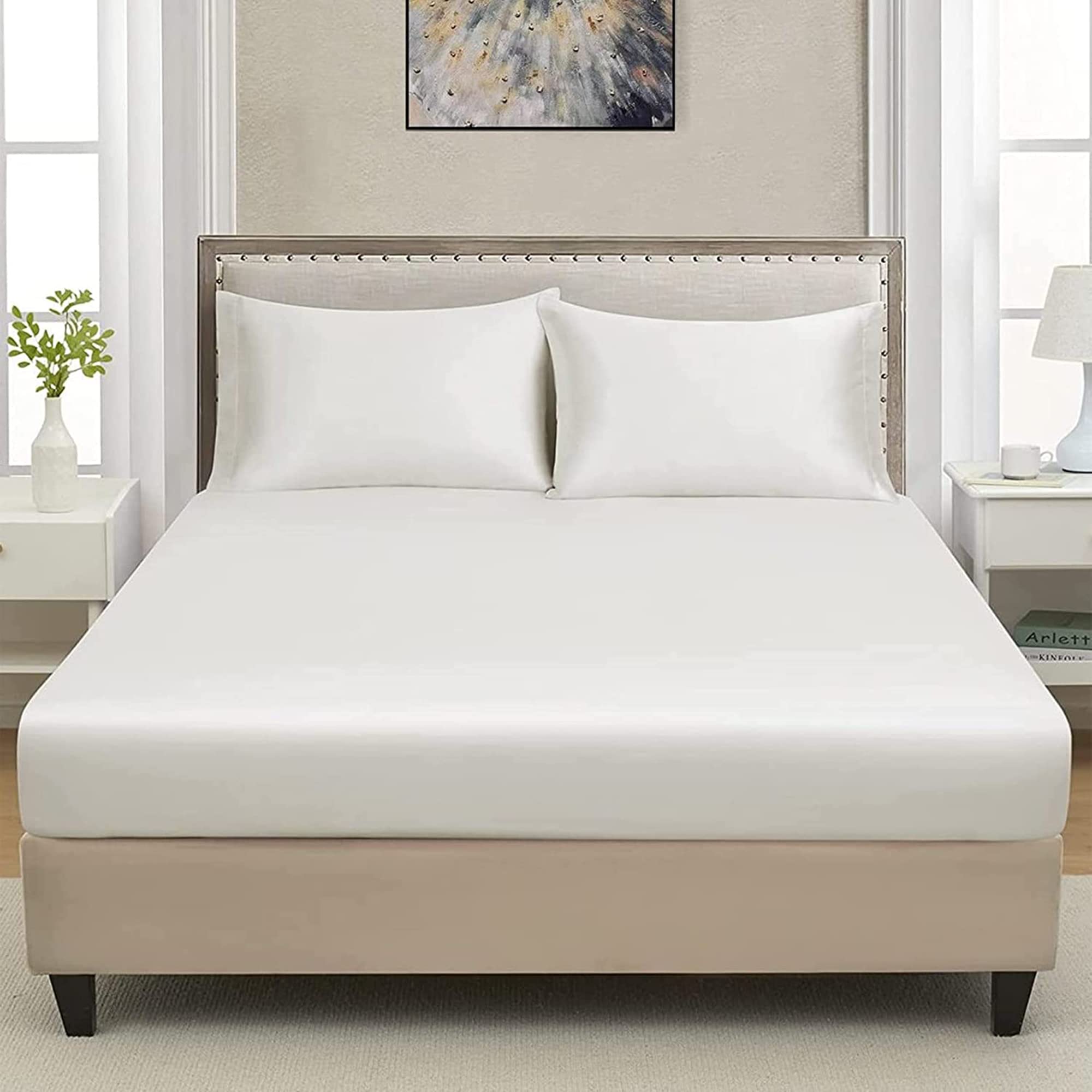 Extra Deep Luxuary Fitted Sheet 25cm Mattress Sheets 50% Cotton 50% Polyester By JRI® (Single, White) — image 1