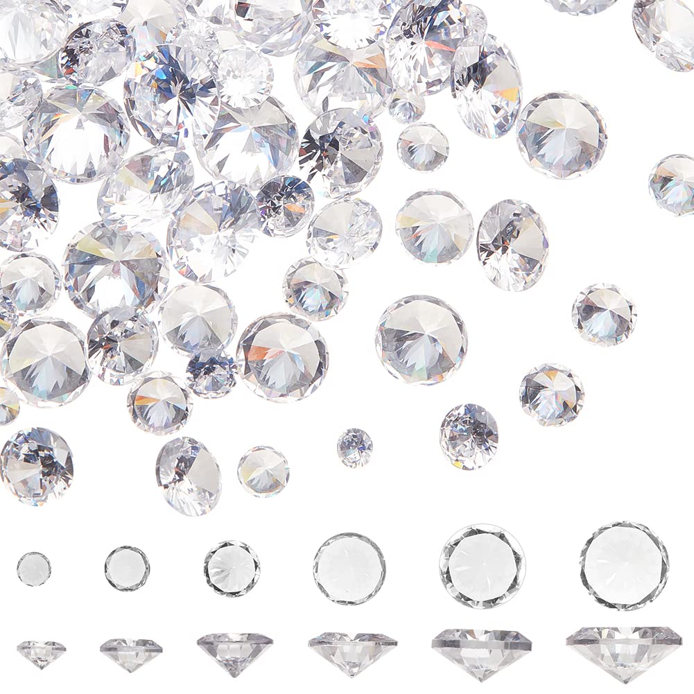 PH PandaHall 120pcs 6 Sizes 3mm-8mm Clear Cubic Zirconia Stone Loose CZ Stones Faceted Cabochons for Earring Bracelet Pendants Jewelry DIY Craft Making