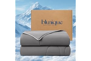blunique Cooling Comforter Queen Size, Breathable Blanket for Hot Sleepers & Night Sweats, Q-Max>0.46 Tech, Summer Lightweight & Skin-Friendly Bedding,90"x90", Grey