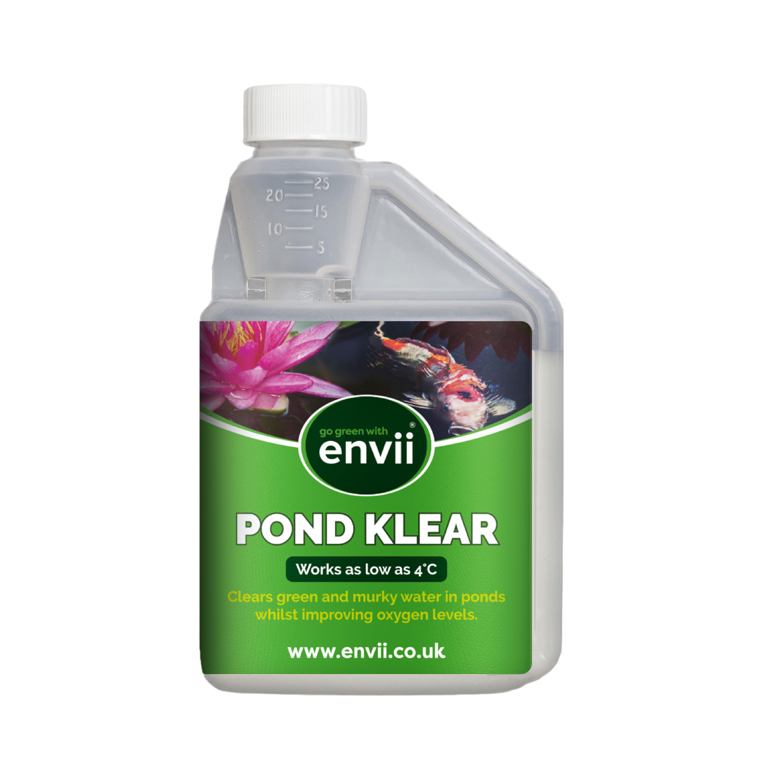 Envii Pond Klear - Natural Green Pond Water Treatment, Clears Green and Murky Water for Crystal Clear Healthy Water, Safe for all Fish and Wildlife - Treats Up to 20,000 litres (4,400 Gallons)