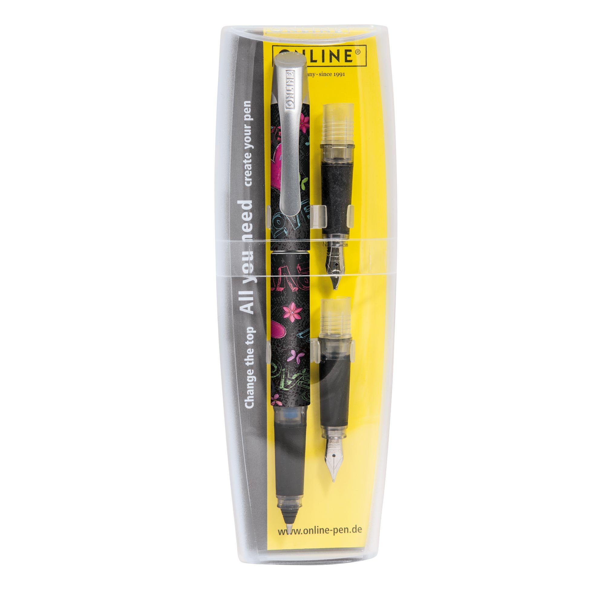 Set All you need Campus Be Happy with ink cartridge rollerball, fountain pen and calligraphy pen 1,4mm