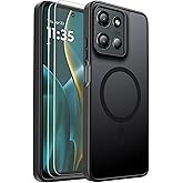 for Motorola Moto G 5G 2025/2026 & G Play 2026 Case Magnetic Shockproof, [Fit for MagSafe] [Glass Screen Protector] Translucent Anti-Fingerprint (Black)