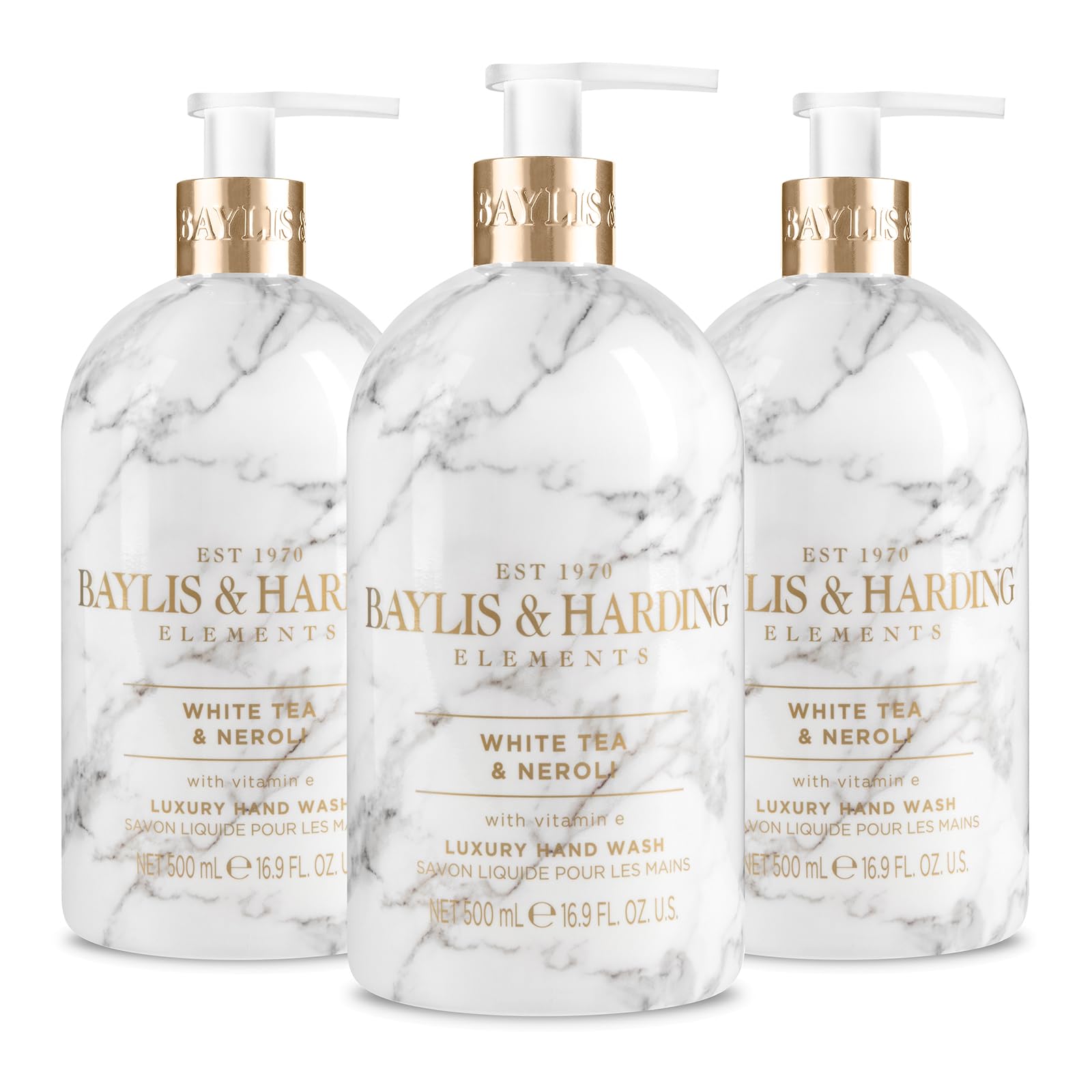 Baylis & Harding Elements White Tea & Neroli Hand Wash, 500 ml (Pack of 3) - Vegan Friendly
