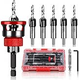 9PCS Countersink Drill Bit Set with Adjustable Depth Stopper | Two-Flute TCT Cutters Countersink Bits , 5 Size Options, Ideal Pilot Tool for Wood, Plywood, MDF &amp; Plastic