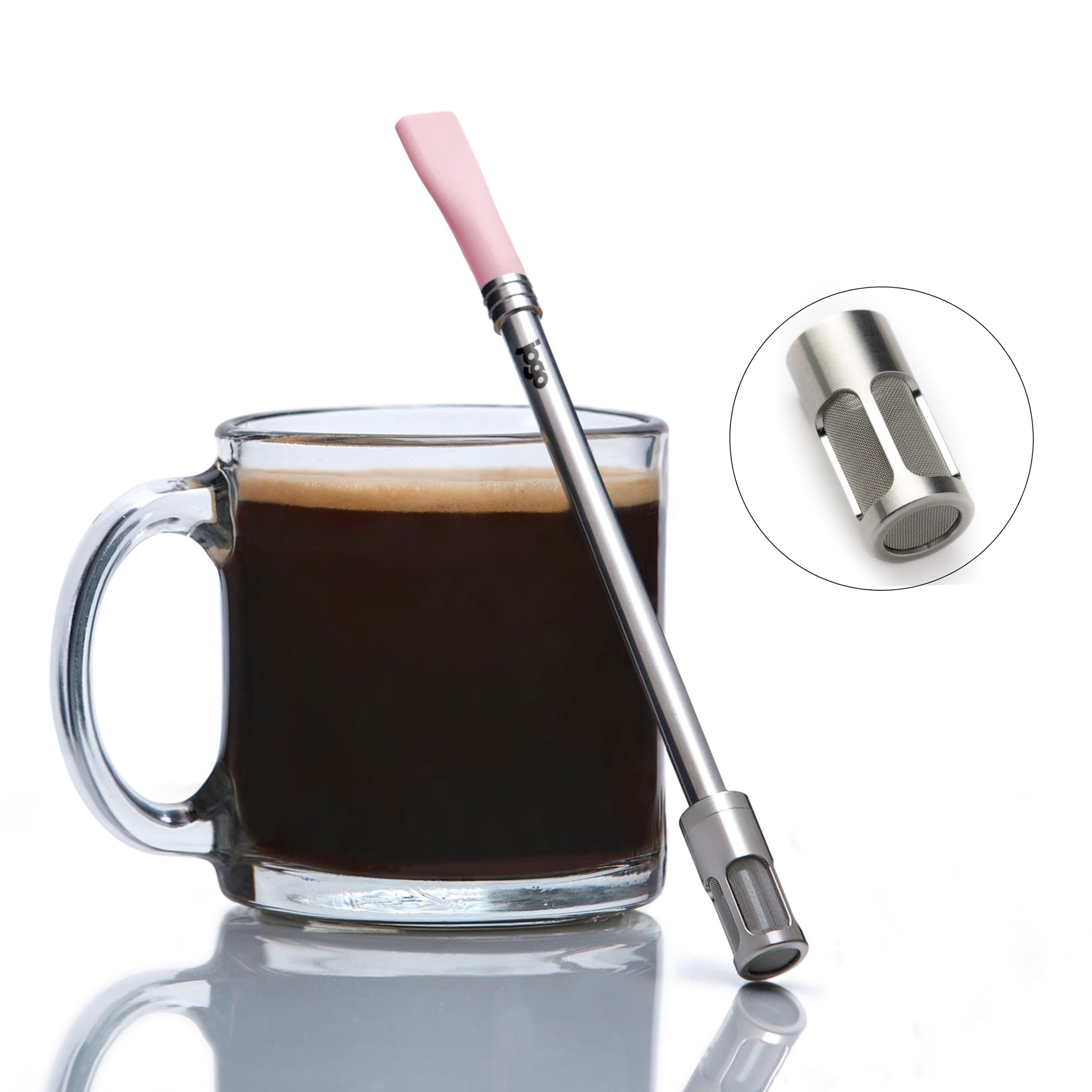 JoGo - Portable Coffee and Tea Brewing Straw - Reusable Coffee Maker Made of Stainless Steel with Single Serve Strainer - Filter Function for Hot and Cold Brew - Ideal for Coffee and Loose Leaf Teas