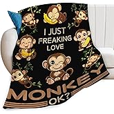 Monkey Blanket for Boys Girls Flannel Monkey Animals Throw Blanket Ultra Soft Cozy Fleece Decor Blankets Gift for Kids Couch Sofa Bed 50" x 40"