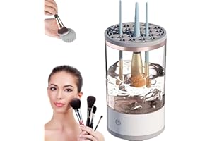 XING CHEN HAI YANG Brushly Pro Cosmetic Brush Cleaner,Makeup Brush Cleaner Machine,2024 New Electric Makeup Brush Cleaner,Brushly Pro Cosmetic Brush Cleaner,Automatic Spinning Makeup Brush Cleaner for All Size(White)