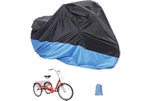 AkiiGer Adult Tricycle Cover Waterproof Outdoor, Bike Covers for 2 Bicycles, Sun Dust Wind Proof Bicycle Cover with Lock Hole, 90.6"L, Ripstop Material, Easy to Carry-Blue