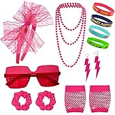 NSODREEM 80s 90s Costumes Accessories for Women Men 1980s Neon Headband Earrings Sunglasses Retro Halloween Party Outfit Set