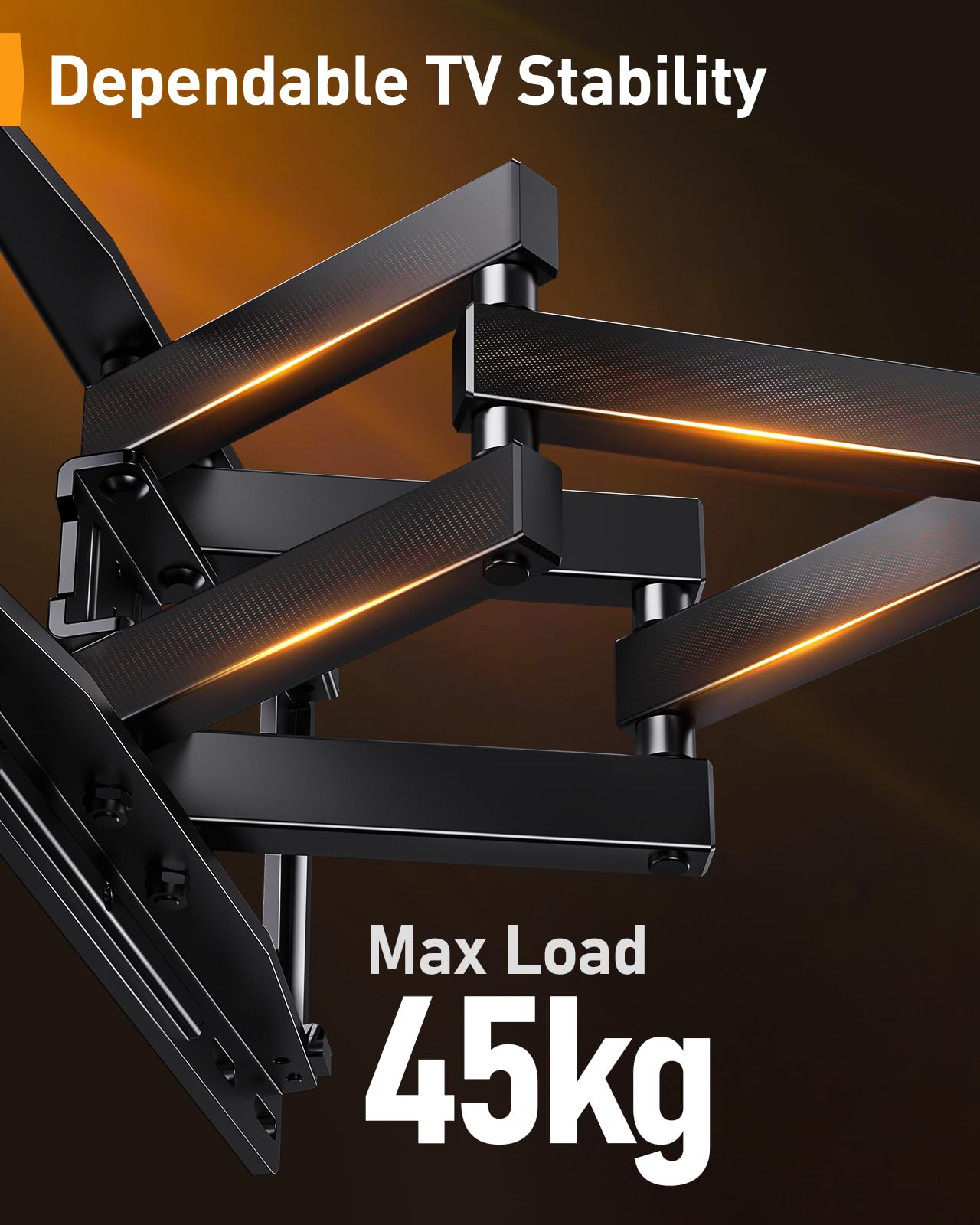 Perlegear TV Wandhalterung für 26-65 Zoll TVs bis 45 kg, LED-Hintergrundbeleuchtung mit Musik-Synchronisation, Max VESA 400x400mm mit Schwenk, Erweiterungs und Neigefunktion PGMF20 6