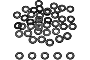 MECCANIXITY 60 Pcs M5 ID x 12 mm OD Flat Washers, 304 Stainless Steel Metal Washers Black Zinc Sealing Crush Rings for Screws