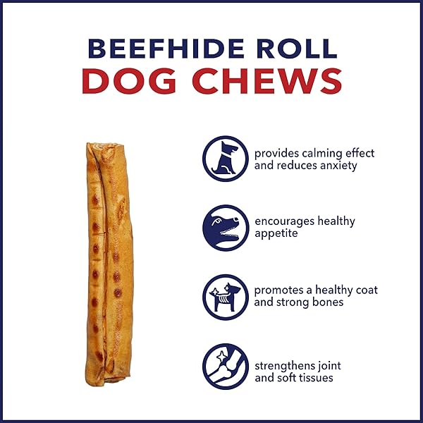 PET FACTORY 100% MADE IN USA BEEFHIDE 8″ ROLLS DOG CHEW TREATS – CHICKEN FLAVOR, 15 COUNT/1 PACK