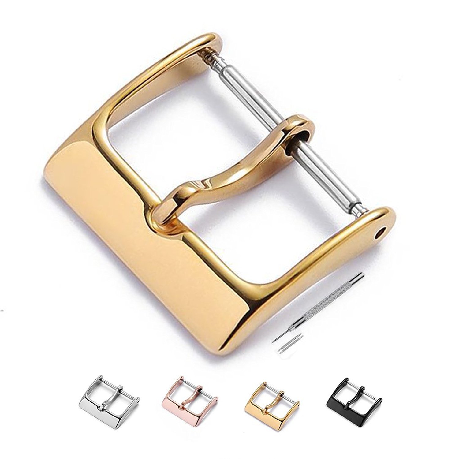 激安単価で 時計バンドバックル留めストラップ 腕時計ツールステンレススチールブラックシルバーゴールドローズゴールドバックル幅18 Mm Mm 22 Mm 18mm ゴールド 18mm ゴールド ゴールド 18mm B078rjbvdh Studioweb Com