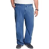 Tallemon Men's Big and Tall Relaxed Fit Jeans Elastic Waist Straight Leg Stretch Denim Pants for Seniors