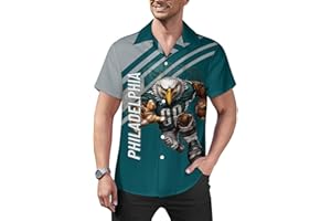DIYBA4S Men's Football Shirt City Mascots Cuban Neck Shirts Hawaii Short Sleeve Game Day Gifts for Fans Men S-2XL