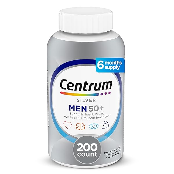 CENTRUM SILVER MEN’S 50+ MULTIVITAMIN WITH VITAMIN D3, B-VITAMINS, ZINC FOR MEMORY AND COGNITION – 200 TABLETS