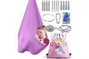 LIZZNOE Indoor Therapy Sensory Swing, Special Needs Joy Cuddle Ceiling Snuggle Swings, Outdoor Room Adjustable Fabric Hammock, Autism, ADHD, Aspergers, Sensory Integration, Kids Boy Girl Children Teens Gift