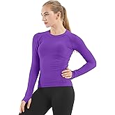 MathCat Seamless Workout Shirts for Women Long Sleeve Yoga Tops Sports Running Shirt Breathable Athletic Top Slim Fit XS-XL