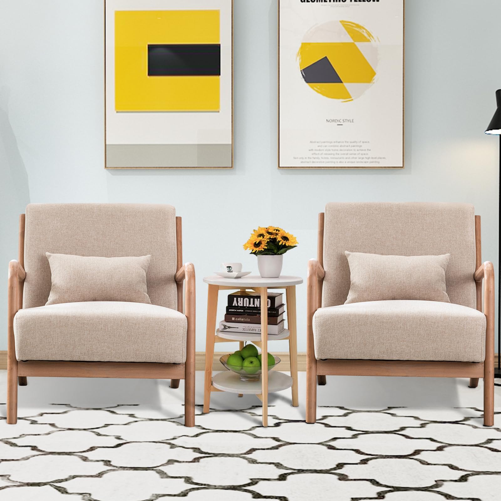 Mua INZOY Mid Century Modern Accent Chair with Wood Frame, Upholstered ...
