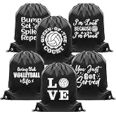 Weewooday 6 Pcs Volleyball Bags Volleyball Drawstring Goodies Bag for Gifts Gym Travel Sack Pack Sport Cinch Sack Gym Drawstring Backpack for Team