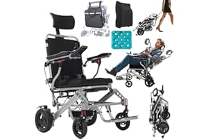 2026 New Reclining Electric Wheelchair for Adults, Lightweight Foldable Motorized Wheel Chair, 15+ Miles Long Travel Range Al