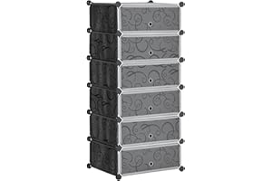 HOMCOM 6 Cube Storage Organizer, Modular Closet Organizers, Shoe Cabinet for Bedroom Living Room Entryway, Black