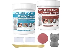 KCUT Gray Epoxy Putty Sculpt Clay - 2 Part A & B Filler Compound for Sculpting, Modeling, Building, Repairing, Self-Hardening Magic Sculpt Clay Repairs Metal, Wood, Tile, Ceramics, Plastic, 1 Pound