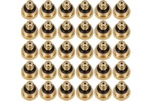 KUWAN 0.016" Orifice (0.4mm) Thread UNC 10/24 Brass Misting Nozzles Low Pressure Atomizing Misting Sprayer Water Hose Nozzle for Greenhouse, Landscaping, Outdoor Cooling Mister System (30PCS)