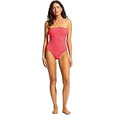 Seafolly Womens Bandeau One Piece Swimsuit with High Cut Leg