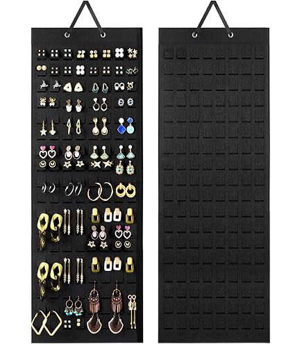 Organisateur De Boucles D'Oreilles 3 Étages - 66 Trous - Support Métal Et Bois - Pour Bijoux Et Accessoires