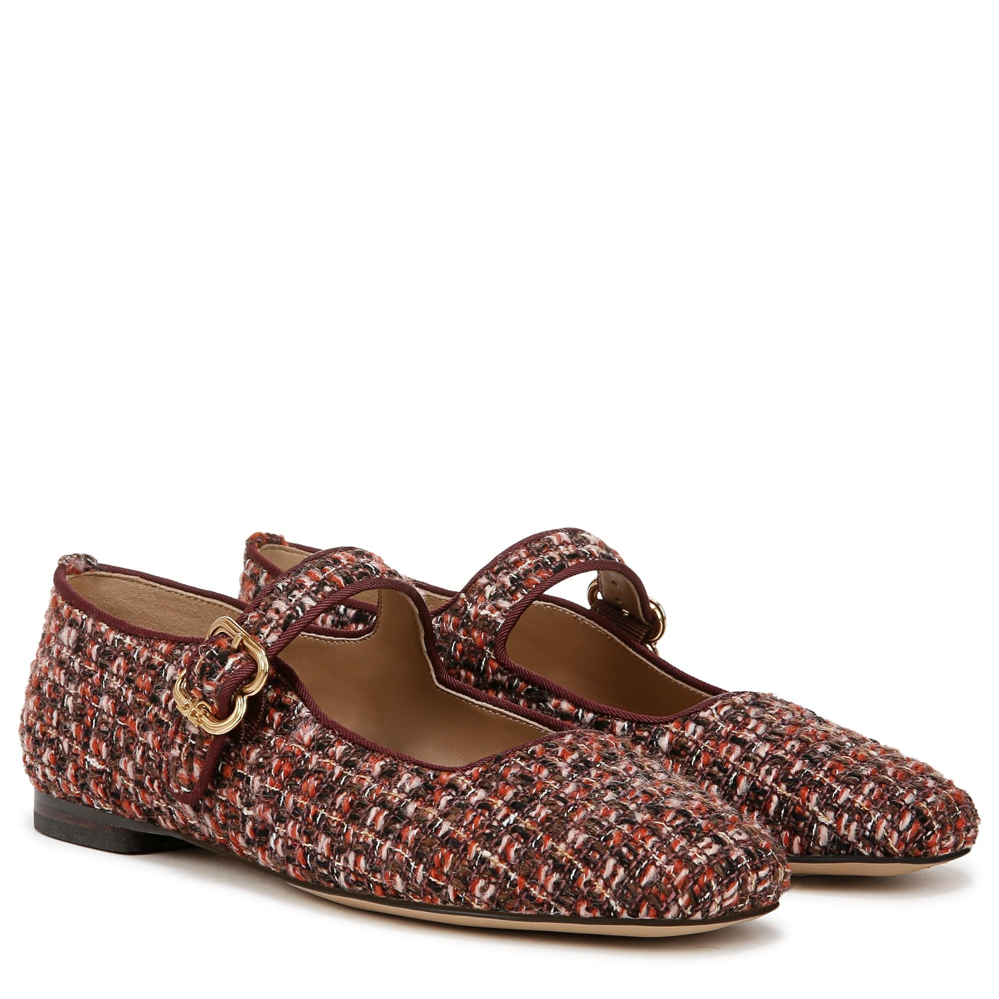 Sam Edelman Women’s Michaela Mary Jane Flat Coffee Multi Boucle 11 Medium