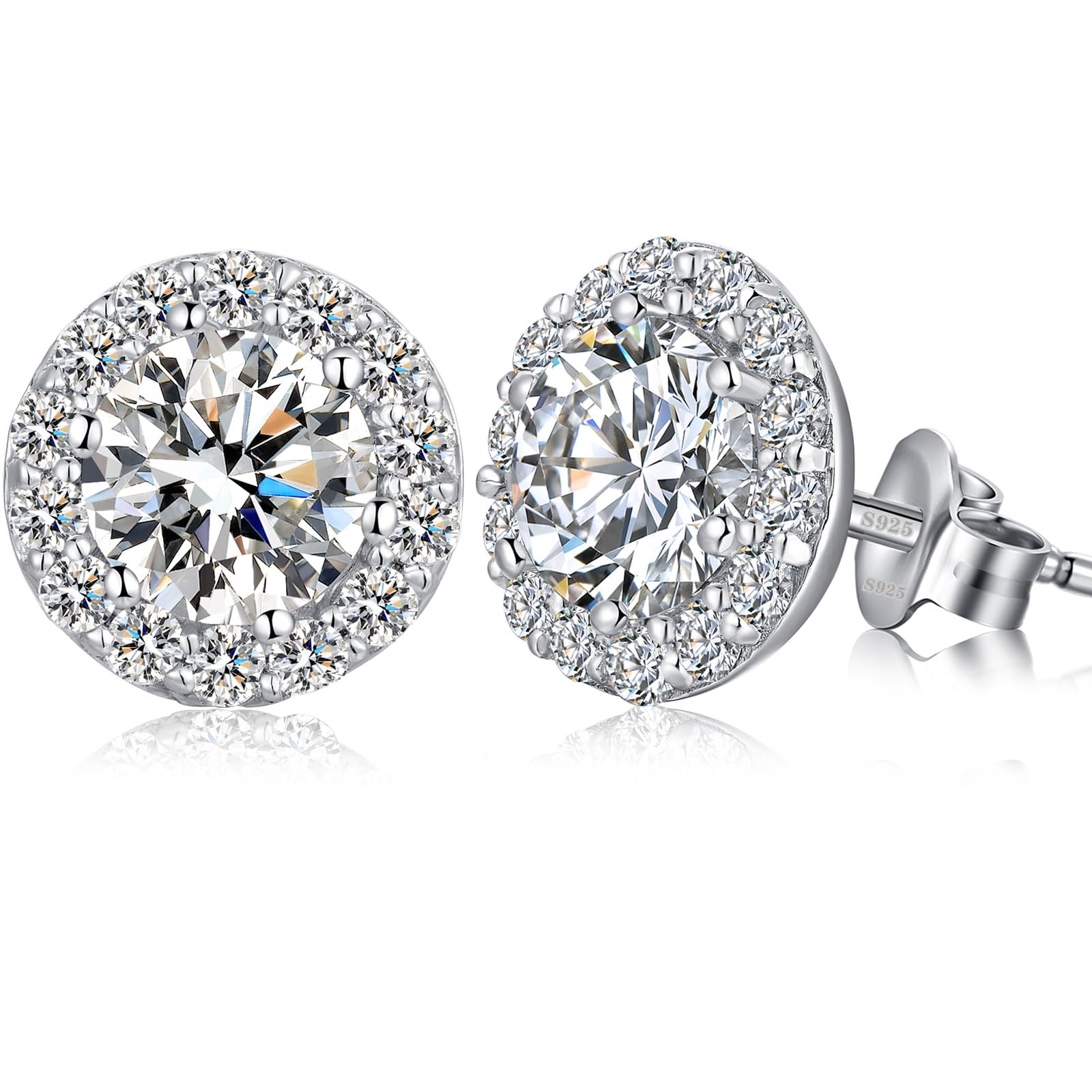 Stud Earrings For Women Moissanite Halo Earrings Sterling Silver Diamond Studs Cubic Zirconia Hypoallergenic CZ Earring For Women Men — image 1