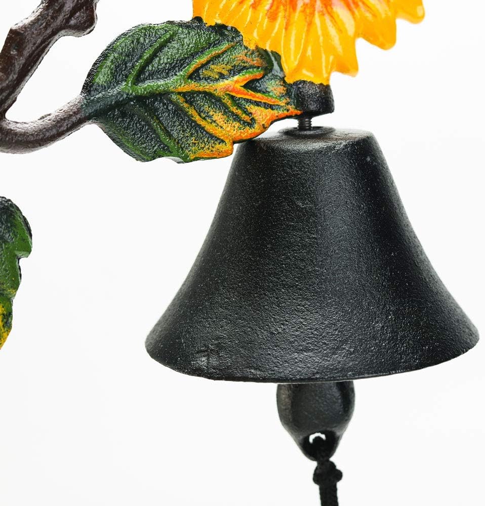 Sungmor Heavy Duty Cast Iron Sunflower Hand Bell, Hand-Painted Wall Decor for Indoor/Outdoor Use, Shape C, Sunflower, Shape C - Image 5