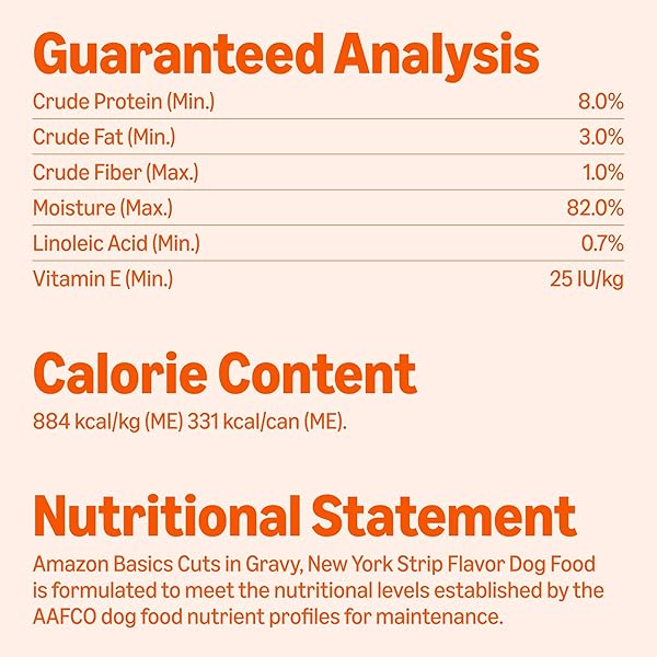 AMAZON BASICS WET DOG FOOD, CUTS IN GRAVY, NEW YORK STRIP FLAVOR, MADE WITH REAL CHICKEN & BEEF, 13.2 OZ CAN (PACK OF 12)