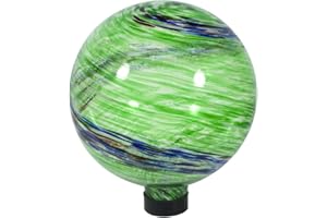 Echo Valley 8141 10-Inch Glow-in-the-Dark Illuminarie Glass Gazing Globe, Green Swirl