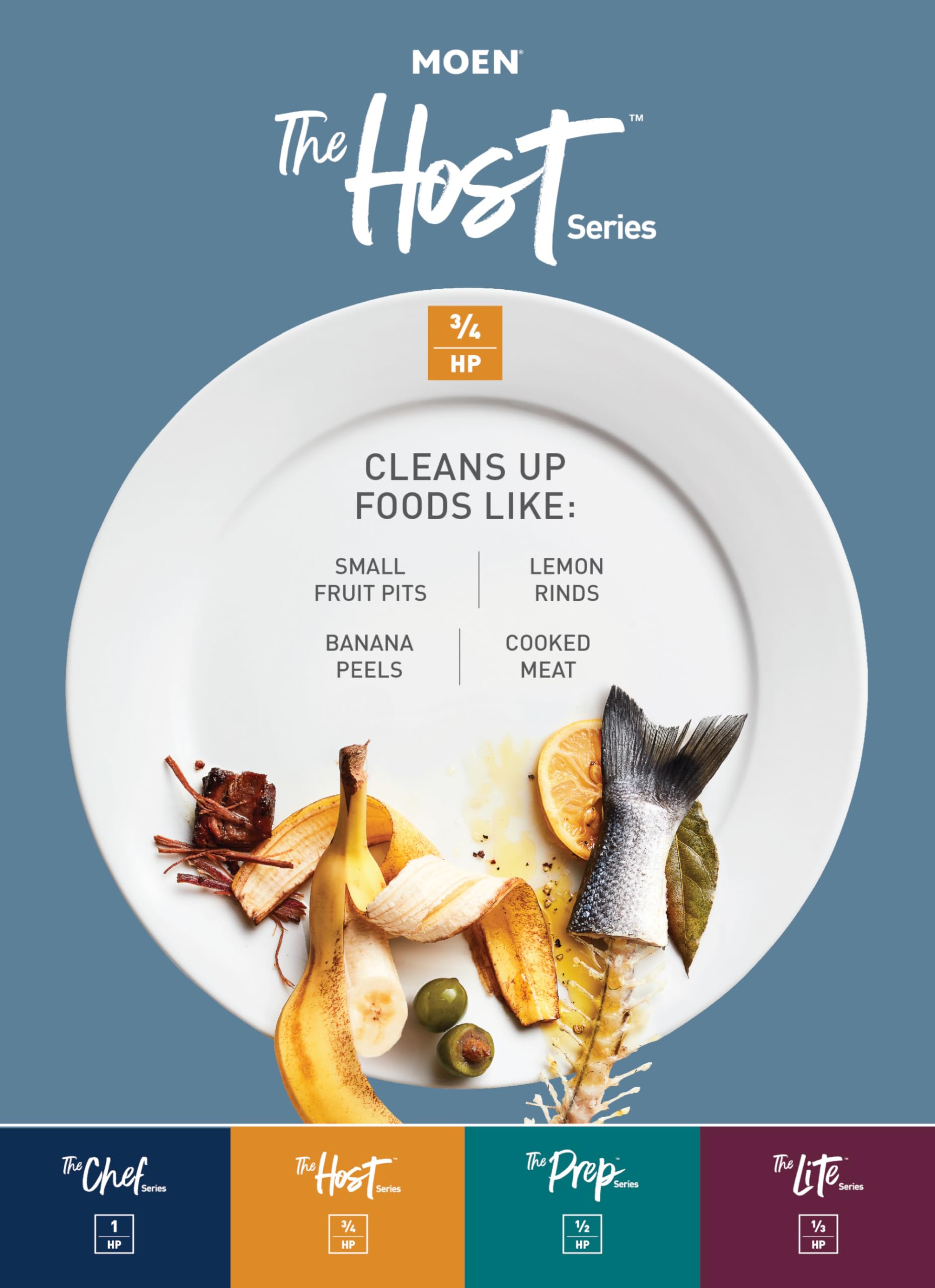 Moen Black EX Series Host Series 3/4 Horsepower Improved Installation Garbage Disposal, EX75C